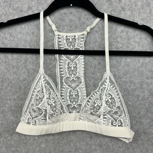 Etam Women’s Size 34B White/Ivory Heart And Floral Sheer Lace Bralette